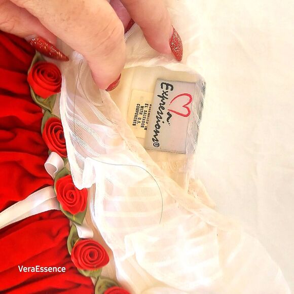 Vtg 90s Expressions Holiday Dress w/ Bloomers 3-6 Months Retro Christmas - Picture 3 of 6